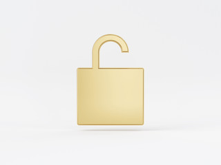 Golden metal 3d icon object isolated in white background. 3d rendering - illustration.