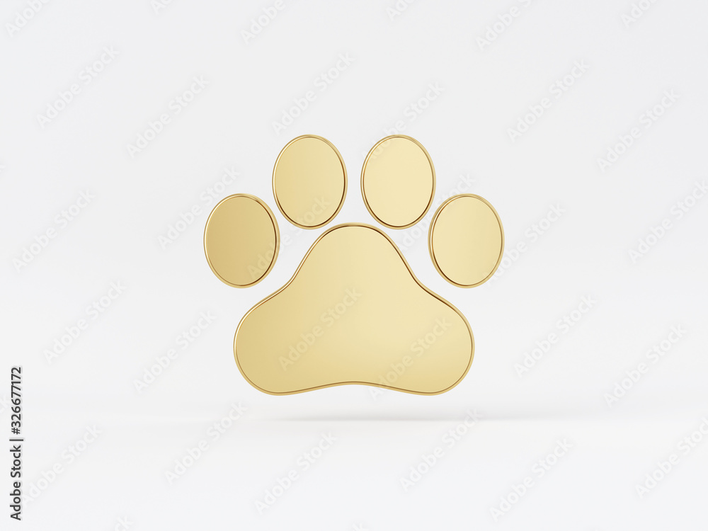 Fototapete golden metal 3d icon object isolated in white background. 3d rendering - illustration.