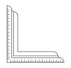 Angle ruler, carpentry, measuring utensil, scale, square ruler line icon on white background