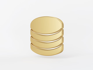Golden metal 3d icon object isolated in white background. 3d rendering - illustration.