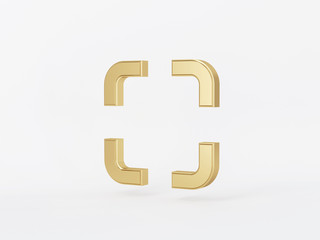 Golden metal 3d icon object isolated in white background. 3d rendering - illustration.