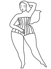 illustration, hand drawn. Linear drawing, character. 