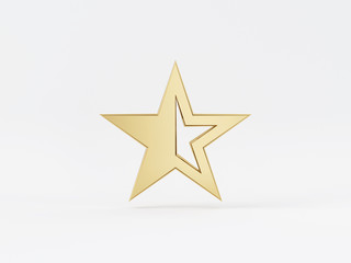 Obraz premium Golden metal 3d icon object isolated in white background. 3d rendering - illustration.