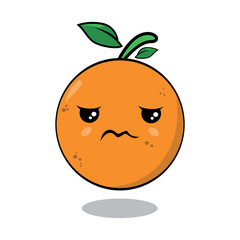 Illustration graphic vector of cute orange, cartoon tropical fruit characters in kawaii style, isolated on white background. vector illustration.