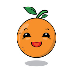 Illustration graphic vector of cute orange, cartoon tropical fruit characters in kawaii style, isolated on white background. vector illustration.