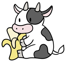 Obraz na płótnie Canvas バナナを持った牛のイラスト