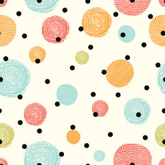 Seamless pattern, polka dot fabric, wallpaper, vector. Cheerful polka dot vector seamless pattern. Can be used in textile industry, paper, background, scrapbooking.