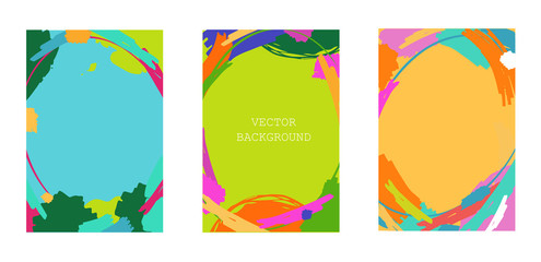 Abstract color hand drawn doodle background. Template design elements. Set of beautiful modern backgrounds.