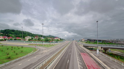 Fototapeta premium Traffic on Road M-27 timelapse Sochi Adler, Russia