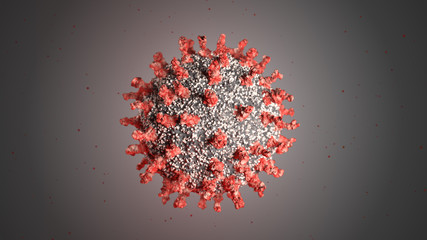 Realistic 3D image of the severe acute respiratory syndrome coronavirus 2 (SARS-CoV-2), formerly known as the 2019 novel coronavirus (2019-nCoV). 3D render as illustration.