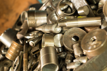 Close up of rusty bolts and screws