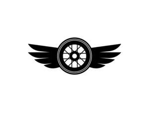 simple black tire with pair of wings attached