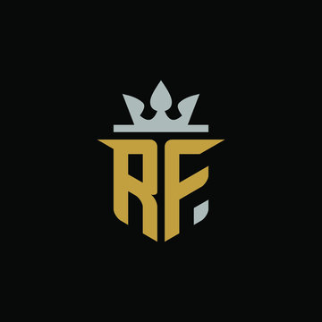 Initial Letter RF with Shield King Logo Design