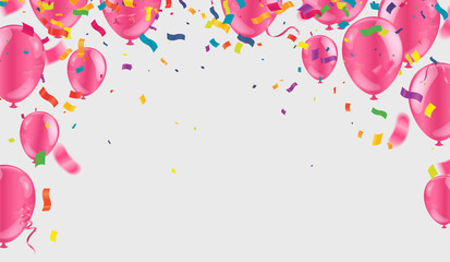 Abstract Background with Shining pink Balloons. Birthday, Party, Presentation