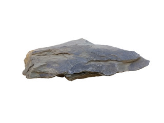 Gray shale isolated on white background. Shale is a fine-grained sedimentary rock that forms from the compaction of silt and clay-size mineral particles.