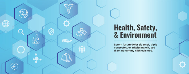 Fototapeta na wymiar Health Safety and Environment Icon Set & Web Header Banner