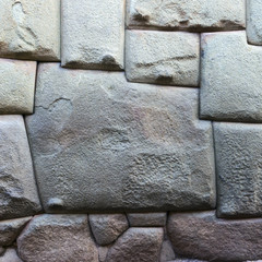 The famous twelve-sided Inca Stone wall on streets of Cusco, Peru