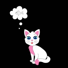 cute white cat illustration vector