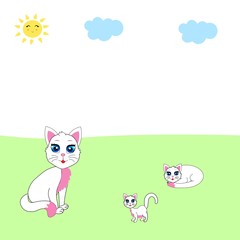 cute white cat illustration vector