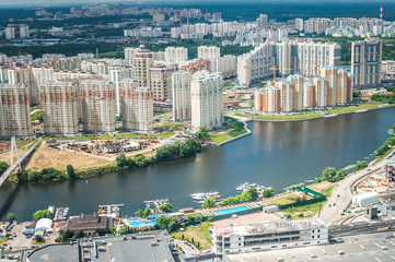 Fototapeta premium Beautiful summer panoramic landscape. Bird's-eye view of Krasnogorsk
