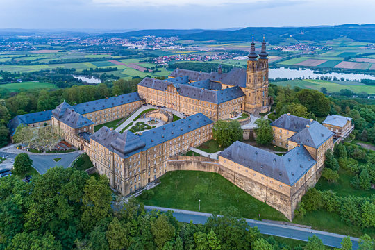 Air west view of Banz Abbey