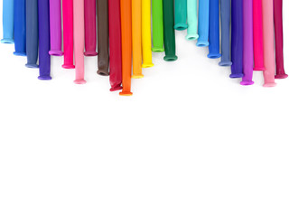 Multi-colored balloons for twisting isolated on a white background.