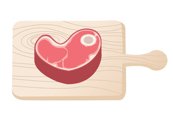 Love steesk vector design. Steak in heart shape on cutting board.