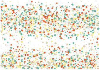 Festive color star confetti background. Abstract frame confetti texture for holiday, postcard, poster, website, carnivals, birthday and children's parties. Cover confetti mock-up. Wedding star layout