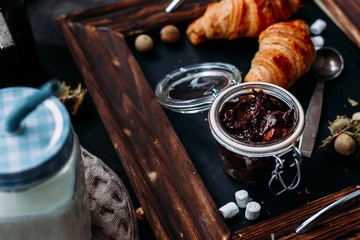 Homemade Chocolate Paste with Croissants