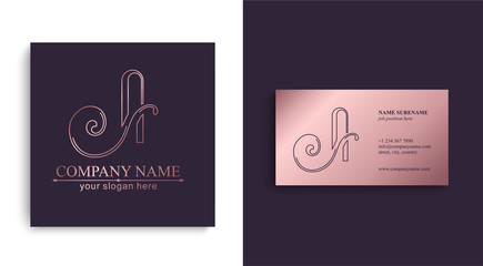 A letter monogram. Elegant luxury logo. Calligraphic style. Corporate identity and personal logo. Vector design.