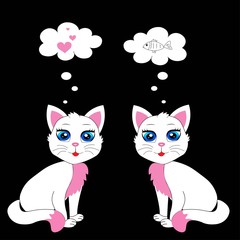 cute white cat illustration vector