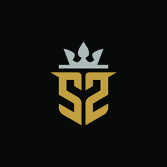 Initial Letter SZ with Shield King Logo Design