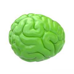 Green brain icon 3d illustration