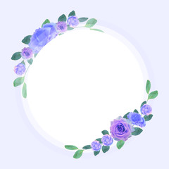 white circle frame with elegant flowers. Vector image
