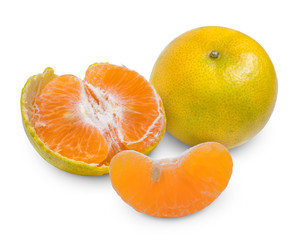 Fresh orange tangerine isolated on a white background, Mandarin orange with green leaf isolated on white background,clipping path.