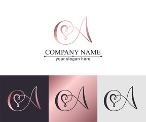 A letter monogram. Elegant luxury logo. Calligraphic style. Corporate identity and personal logo. Vector design.
