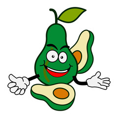 Avocado cartoon character icon vector