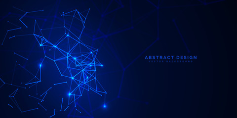 Geometric abstract background with connected line and dots  for your presentation. Digital technology  and network connection.  vector illustration
