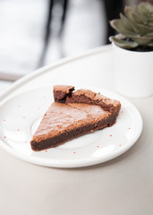 Sliced of flourless dark chocolate cake