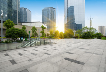 Fototapeta premium Panoramic skyline and buildings with empty concrete square floor,chongqing,china