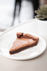 Sliced of flourless dark chocolate cake