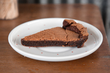 Sliced of flourless dark chocolate cake