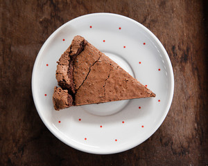 Sliced of flourless dark chocolate cake