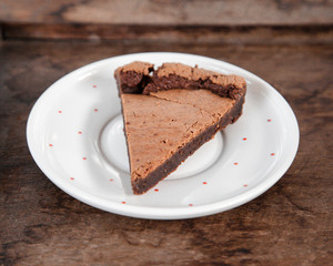 Sliced of flourless dark chocolate cake
