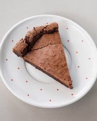 Sliced of flourless dark chocolate cake