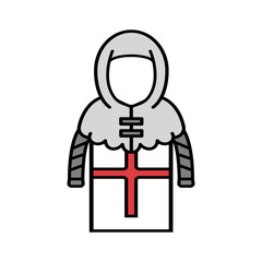 crusader knight armor flat icon