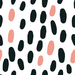 Black with pink spots seamless pattern. Hand drawn pattern.
