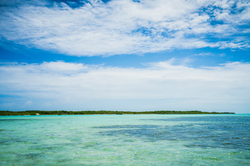 Paradise island and turquoise waters at the Caribbean. Los Roques National Park, Venezuela