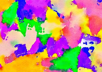 Watercolor paper background. Abstract Painted Illustration. Brush stroked painting.