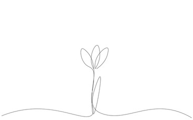 Spring flower. Continuous line drawing. Vector illustration